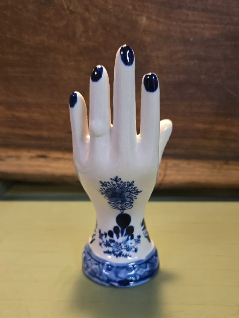 Vintage Porcelain Hand Vase/ring Holder Delft Blue - Picture 4 of 7